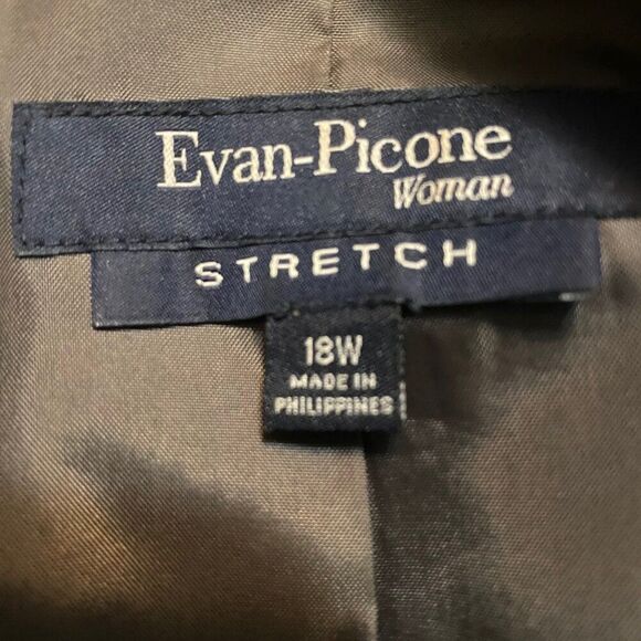 Evan Picone Stretch Green /Gray 3 button front blazer, size 18W - Picture 3 of 4